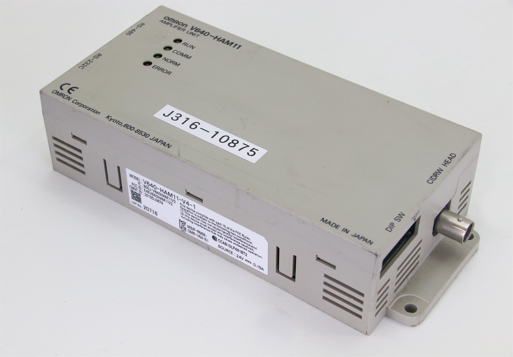 10875 OMRON AMPLIFIER UNIT, V640-HAM11 (PARTS) V640-HAM11-V4-1